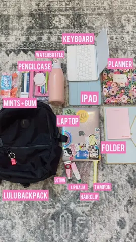 My college backpack! 💗#collegebackpack #collegeessentials #fyp #college101