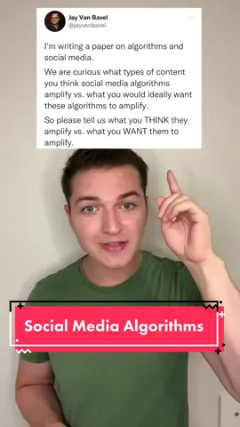 What kind of content do you think social media algorithms amplify? And what would you ideally want these algorithms to amplify? @jayvanbavel #algorithms #psychology #psychologyresearch