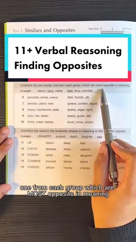 How to find opposite meanings for 11+ Verbal Reasoning  #BookTok #bookworm #opposite #theblackphone #coldplay  