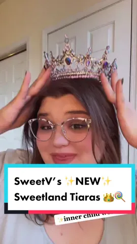 Absolutely in love with these dreamy #tiaras from the newest @sweetvjewelry drop 🍭✨ link on profile + dont forget code mattaoffact!👑🍬 #crowns #royal #royaltea #crowntok #sweetv #sweetvcrown #royalcore 