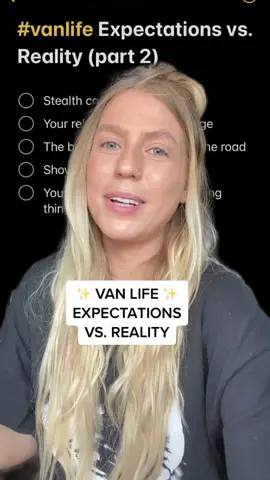 Van life expectations vs. van life reality part 2 🚐 #vanlifereality #vanliferealitycheck #vanlifegirls #campervanconversions #camperlifestyle #expectationvreality