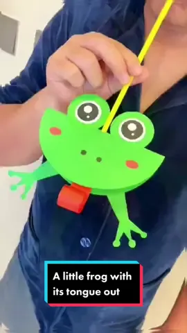 A little frog with its tongue out #viral#tutorial#diyproject#handmade#play#creative#fyp#craft#DIY#paper#origami#easy#cute 
