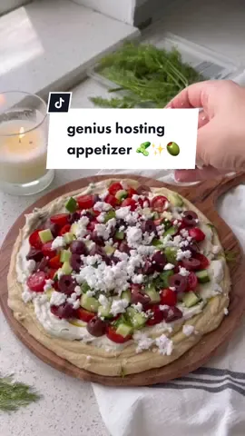 Save this 7-LAYER GREEK DIP party idea!! 🫒✨🥒 #simplemillspartner I use the @simple_mills veggie pita crackers - so perfect for dipping!! #hostingtips #healthyrecipes 