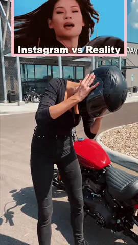 Instagram vs Reality #HelmetHair #PixieCut #motorcycle #motorcycles #ride #bikergirl #harley #harleydavidson #fyp #funny 