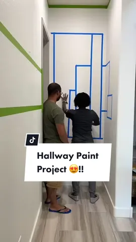 Hallway Glow Up 😍! Nothing but leftover paint created this magic! #paintproject #hallwaymakeover #accentwalls #colorblockwall #accentwalls #diyersoftiktok #entrywaymakeover #diyhomeproject 