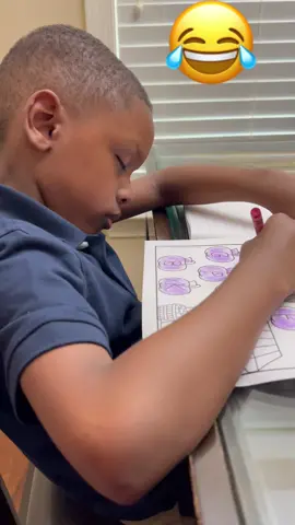 Caleb was falling asleep while doing his homework 😂😂😂 #Kids #Funny #Humor  