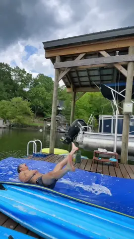 Marshmallow Slip n Snag 💦🏈🔥 #trickshot #slipnslide #catch #throw #marshmallow #sports #lake