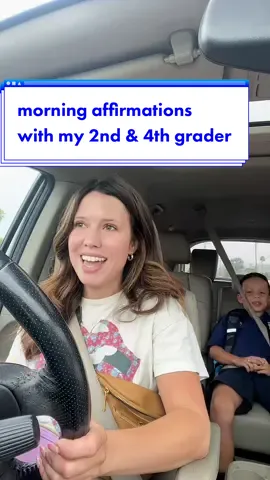 each morning the kids pick 3 affirmations to confidently say in the car 🥹✨their day goes so much better! #momlife #morningaffirmations #confidentkids #selfesteemforchildren #kidsselfesteem #backtoschool