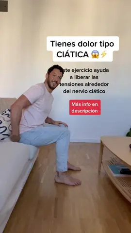 Dolor tipo ciática⚡️ Este ejercicio permite aliviar las tensiones en los glúteos y los músculos pelvitrocantereos (como el piramidal) que suelen comprimir el nervio ciático en su trayecto.
