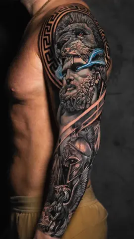 Greek sleeve - Cover up ✨✨✨🗡 Booking - Ig @polvevarela /// You can check out both tattoo process on my previous reels, go check them  @Polve Varela @Polve Varela ✌🏾 Video - @MODO  🎥 /// /// /// /// #tattoo #hercules #herculestattoo #greekmithology #greekmythologytattoo #greektattoo #blackandgrey #blackandwhite #inked #ink #realism #elizabethnj #nj #newjersey #nyc #newyork #ny #newjerseytattoo #newjerseytattooartist #newyorktattooartist