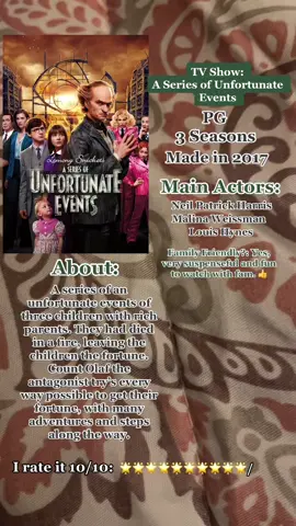 What TV show/movie/anime should I do next?! #aseriesofunfortunateevents #countolaf #lemonysnicket #netflix #series #towatch #movies #lookaway 