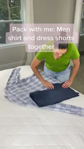 Pack with me: Men shirt and dress shorts together #packingtips #travelideas #foldinghacks