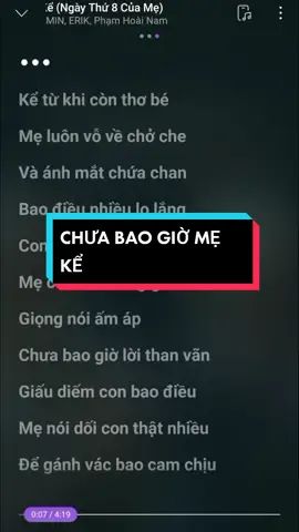 CHƯA BAO GIỜ MẸ KỂ💞 _ tìm ko ra cmt này mn ạ🥲#lyrics #fypシ #viral #music #xuhuong #tramy776 #my_licee🍀