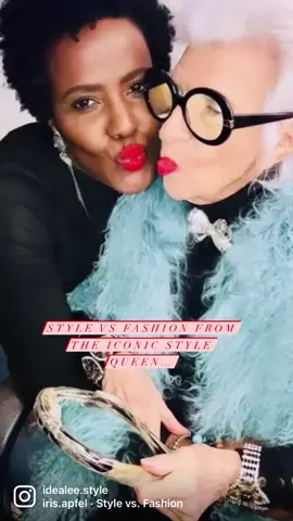 StyleSunday✨ Stylish vs Fashionable… 💞❤️no truer words spoken … and from this Mega style ICON and dear friend @iris.apfel 💞🎉👑in honor of your birthday month there is no way I could not jump on this audio to pay homage to you and our friendship. 🙌🏾✨ I love you to pieces and I miss you dearly🥰.. For now wishing you an early Happy Birthdayyyyyy 🎉🥳🎂 may YOUR day 8/29 be as MAGNIFICENT as you are! I have no doubt it will be😆… call you tomorrow 😘 Love always 💞 . . . . . . #sundaystyle #irisapfel #style #fashion #fashionstyle #itsinyourdna #stylepost #styleicon #lovestyle #over50influencer #over50style #fashionicon #meandiris #honortoworkwithher #justmelee #tiktokstyle #tiktokvideo #foryourpage #fashiontiktok #fyp