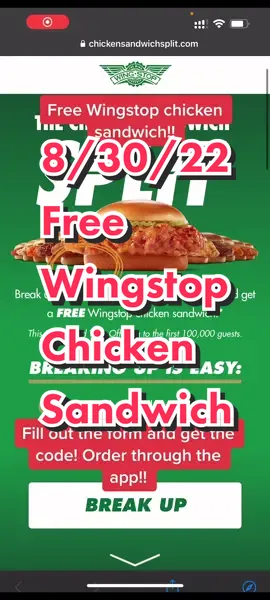 Free @wingstop chicken sammie!! 😳🔥🔥🔥 #fyp #food #freebies #bleach #naruto #anime #parati #wingstop #chickensandwich 