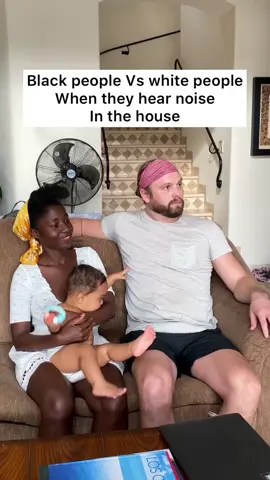 Black people Vs White people if they hear something in the house. #couolesoftiktok #couplesfunnyvideo #blackpeoplebelike #whitefolks #funnyvids #relatablecontent 
