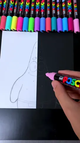 Drawing Patrick Half Glow Half Normal❗️#drawing #patrickstar #art #satisfying #painting #tiktokartist