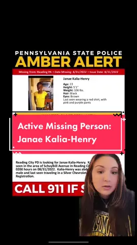 Please, let’s help this family bring Janae home!  #janaekaliahenry #missingperson #activemissingperson #pennsylvania #readingpa #amberalert #ReTokforNature 