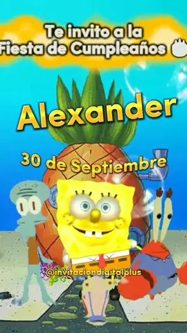Respuesta a @crisuiouxd Invitación Digital de Bob esponja para la Fiesta de Cumpleaños de Alexander #elalex #bobesponjamemes #elcumple #regalito #invitacionesoriginales #bobesponja