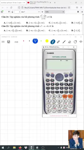Giải bất phương trình tam thức bậc 2 bằng máy tính bỏ túi casio 570vn plus #lop10 