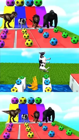 الحيوانات البرية - بقرة ديناصور أسد غوريلا ألعاب الرسوم المتحركة للأطفال #الرسوم_المتحركة 