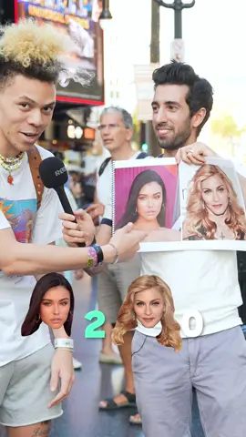 @madisonbeer or @madonna? I ask tourists in Hollywood who they recognized as part of my ongoing ‘Celeb vs Creator’ series.  Madison Beer is a singer who rose to fame when @justinbieber  posted one of her covers on social media. Since then she’s had makeup collaborations with brands like @morpheofficial  and @boohoo  Madonna is arguably one of the most well known pop singers. Some of her top songs include Vogue, Express Yourself and more. She has collaborated with some of the biggest names in music such as @justintimberlake and Maluma .              Shoutout to @noahjaywood ,@c0rbo, @povswithnolan, and @alex.michael13  for being in the video. Let me know who I should compare next! #madonna #Madisonbeer #singer #cover #artist #vine #Justinbieber #creator #YouTube