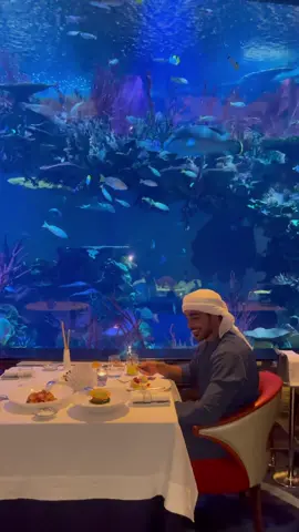 Under water seafood restaurant at burj alarab … مطعم بحري داخل برج العرب تحت الماي 🦐🦞👀✨