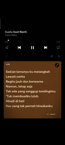 Membalas @bbyyce #suatusaatnanti #hanindhiya #liriklagu #spotify #pageforyou #fypシ #fyp
