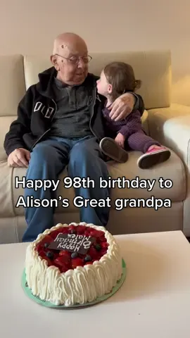 Happy 98th birthday to the sweetest great grandfather 🎉❤️ it’s a blessing to have Alison grow up by your side. We love you 🫶🏻 #happybirthday #great #grandpa #family #Love #blessed #toddlersoftiktok #precious #moment #foryou #fyp #fy 