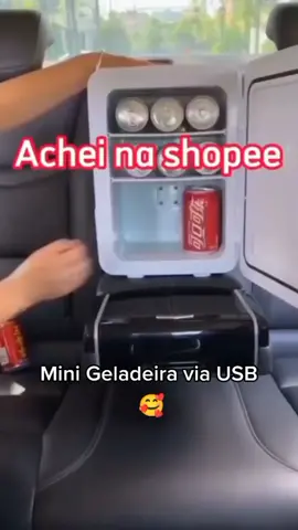 Mini Geladeira para viajar e gelar suas bebidas 🥰♥️ #shopee #shopeecheck #dicas_utilidades #dicas #carro #viagem #geladeira 