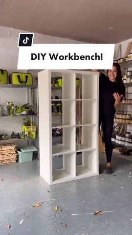 I made my dream DIY workbench out of IKEA Kallax units! 🤯 #ad #bellesandwhistlesfall22 #ikea #ikeahac 