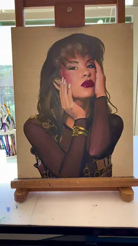 not even halfway there yet but me excited af :,) #oilpainting #oilpaint #painting #art #selenaquintanilla #artist #artistsoftiktok #portrait #portraitpainting #portraitart #selena #fyp 