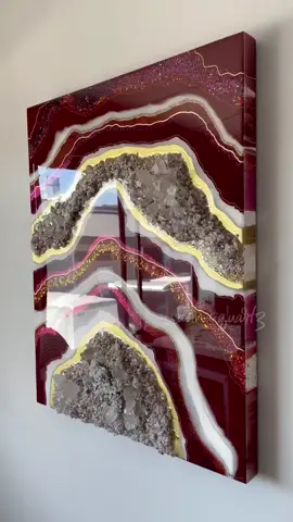 VEHEMENCE 24 x 30 This unique piece is radiant with a large chalcopyrite cluster with many crystal quartz points and copper inclusions.   Chalcopyrite is associated with rebirth and transformation. It activates the third eye chakra and enhances intuition. Chalcopyrite is said to deepen your psychic ability and assist in accessing the spiritual realm.  It can also help you stay attuned to your sacred energies.   Nestled throughout clusters of clear quartz, quartz sand, glass and acrylic. Gold veins create a regal and royal feel to this piece. The artist edge flows as a continuation giving this piece an artistic feel. #annaquartzartist #annaquartz #geodeart #agateart #resinart #crystalart #canadianartist #originalpainting #fineartist #geodepainting #agatepainting #kelownaartist #kelownaart #okanaganartist #epoxyresin #epoxyresinart #kelowna #Canada #Okanagan #homedecor #fineart 