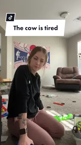 A. I am not a cow. B. Someone tell these boys to pick up their messes. #boymama #messyhousetour #toyseverywherebckids #momlifebelike #msrachelspreschool