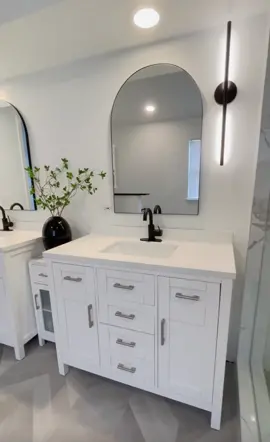 PRIMARY BATHROOM  I love a good before and after!  #DIY #diyhomeprojects #diyprojects #renovation #homerenovation #remodel #homeremodel #fixerupper #homeimprovement #bathroomdesign #bathroominspiration #bathroominspo #myhomestyle #interiordesign #homedecor  #beforeafter #hometakestime #myhomebeautiful #bathroomtransformation #bathroomremodel #diydesign #howihome #howyouhome #modernbathroom #homeinspo  #diytiktok #bathroomgoals #bathroomideas 