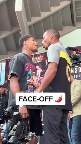 They were talking spicy 🌶 #boxing #faceoff #shakurstevenson #brazil 