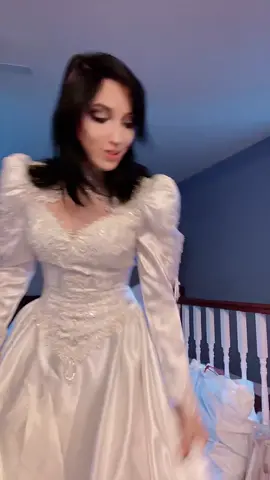 Here’s a better view of the dress!! I’m releasing the photos on Oct 1st, I’m so excited!! #cosplay #weddingdress #corpsebride #thriftstorefinds 