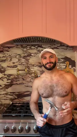 How to hang a picture on a marble backsplash 