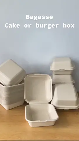 Bagasse Clamshell for bento cake, burger, and many more. #foodpackaging #food #fyp #foryou #dessert #cake #mukbang #baking #Foodie #cooking #chocolate #foodpackage #biodegradable 