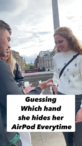 Using psychology to guess what hand she hides her airpod in everytime! #mentalist #mindreading #bodylanguage #psychology #fyp #viral #foryou #foryoupage 