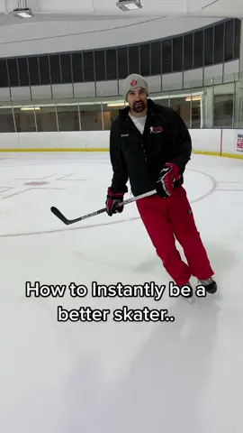 Try this out the next time you’re on the ice. You’ll instantly feel smoother, more powerful, and shiftier.   If you want to instantly improve your skating, shooting and stickhandling just do this. Its hard, because the body wants to be more upright, its easier, but when your knees are bent, you are more powerful.  #hockey #hockeydrills #skating 
