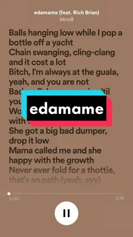 Edamame - bbno$ ft.rich brian. #lirik #liriklagu #edamame #richbrian #bbno$ #lyrics #lyrics_songs #lyricsmusic #fyp 