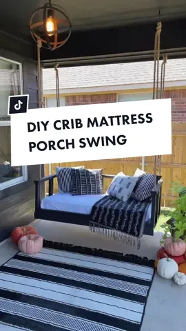 DIY Crib Mattress Porch Swing, made with 2x4s 2x3s Circular Saw and Drill.  Tutorial Coming Soon!  #diyporchswing #cribmattressswing #diyproject #weekendproject #foryou #LearnOnTikTok 