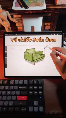 Vẽ chiếc sofa đơn phối cảnh 2 điểm tụ - Học vẽ diễn hoạ kiến trúc #Master2022byTikTok #LearnOnTikTok #sketch #kientruc #vẽ #ipad #quachminhtien #metub 