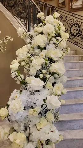 Floral Staircase Assembly at Park Chateau... #parkchateauweddings #WeddingSetUp #weddingfloristnyc #WeddingFlorist #FlexEveryAngle #NYFlorist #GentleEvents #LuxuryWeddings #floralstaircase #floraldesign 