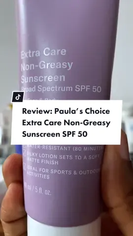 Review: Paula’s Choice Extra Care Non-Greasy Sunscreen SPF 50+. Tried to love this but it won’t stop pilling each time I wear it. I’ll work around it regardless. #blackgirlskincareproducts #blackwomenskincare #blackgirlskincare #skincaretiktok #skin #skincareblogger #skincaretiktoker #productreview #skincareproductreview #nowhitecastsunscreen #blackgirlfriendly 