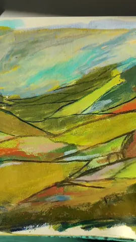 fields for #peachtober22 day 11 #arttok #gouachepainting #art #fyp #foryou #paint #gouache #mixedmedia 