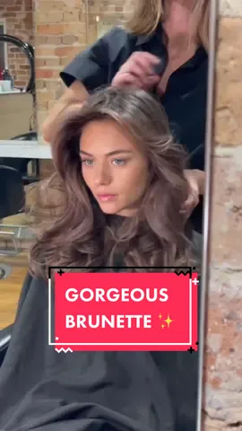Absolutely gorgeous brunette transformation courtesy of @quecolour  and #ColorTouch 🍫 Share this video with the friend who'd rock this look ⚡️ #wella #wellahair #hairtok #hairoftiktok #wellabrunette #brunettehair #hairtransformation #brunettehairinspo