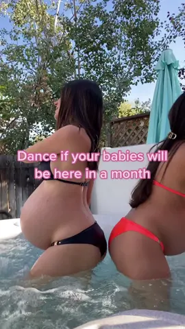 Babies in a month! #twinpregnancy #sisters #dance #dancetiktok #bigbelly #Fitness #bikini 