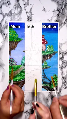 Painting with my family 💙 How did we do? 🌿